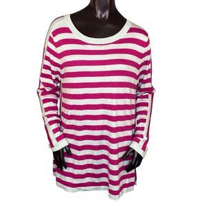 Soft Surroundings NWT Sweater Cashmere Wool Blend Green Purple  Scoop Neck SZ L